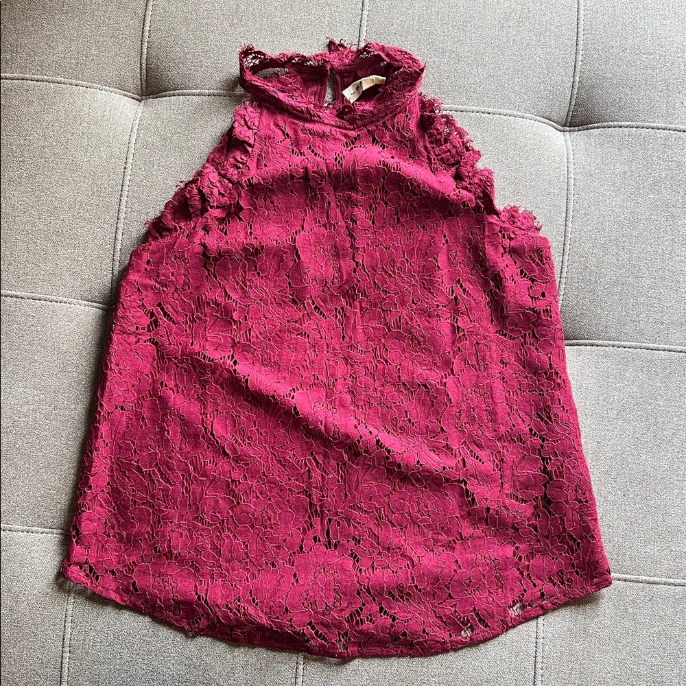 Burgundy Lace Halter Top